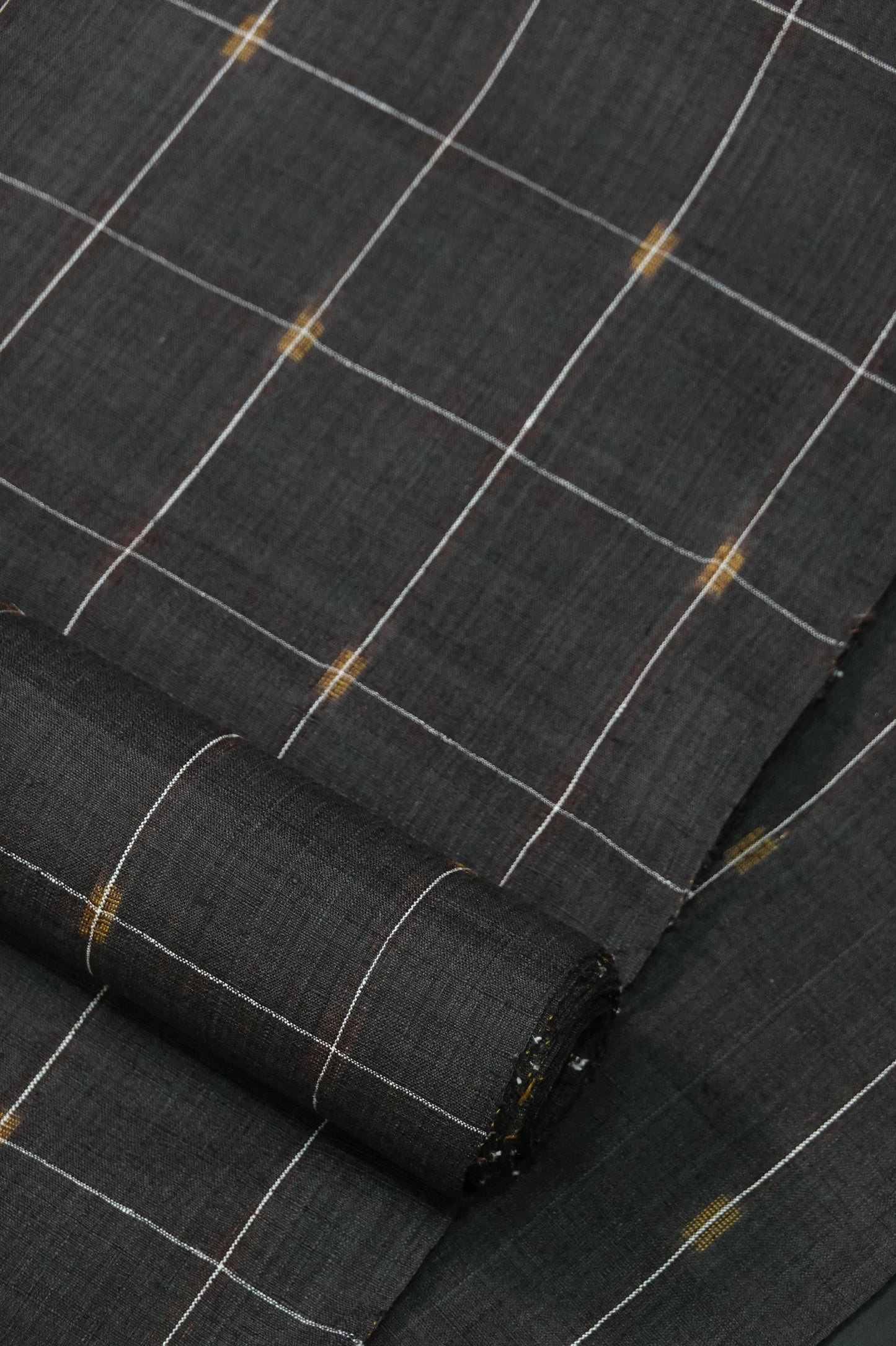 【本場結城紬】九寸名古屋帯 格子【地機 手織り】※お仕立代込み価格