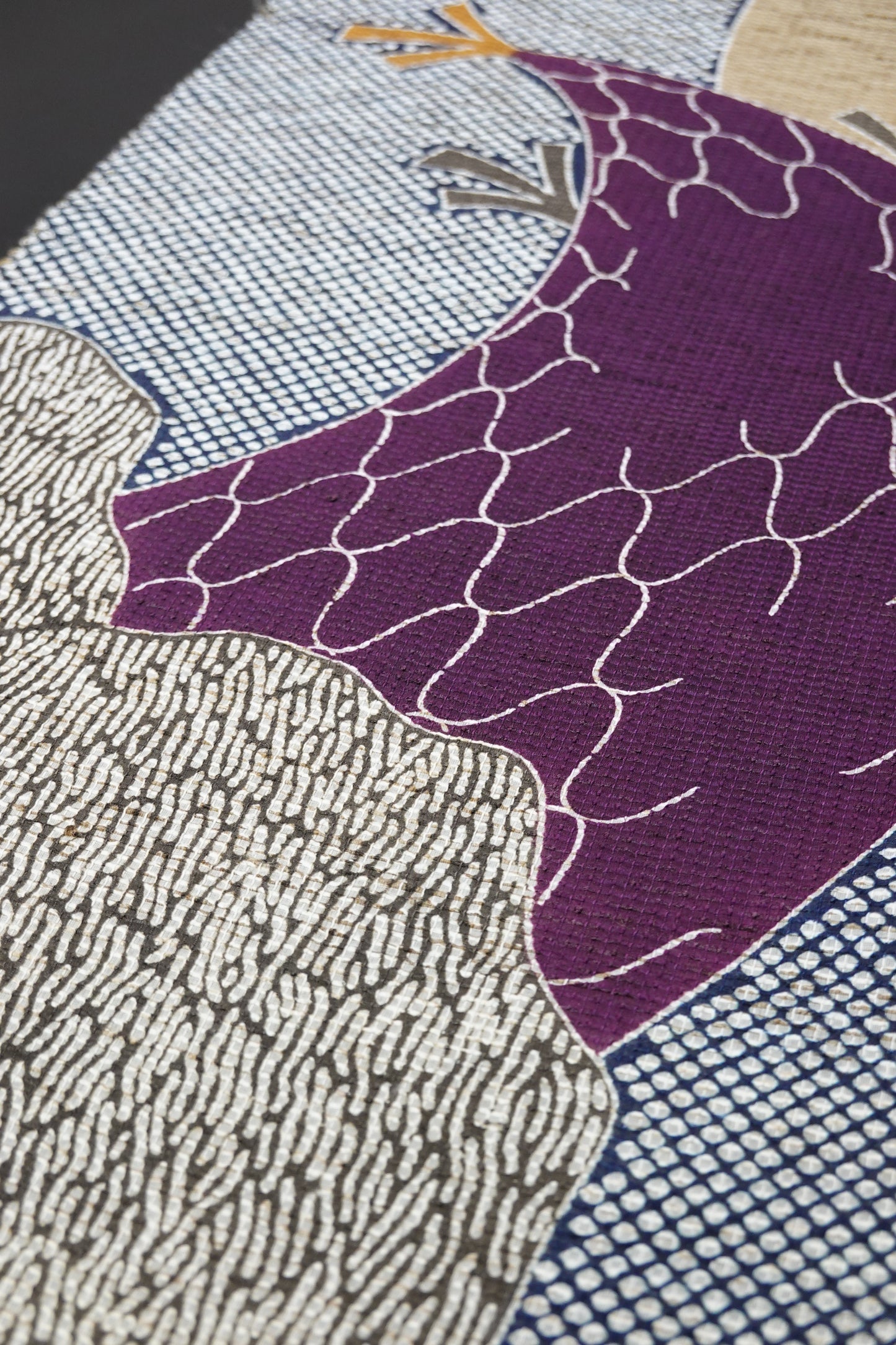 【栗山吉三郎】九寸名古屋帯 『竹の子網干』 絹紅梅【栗山工房】